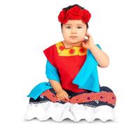 My Other Me - Costume Frida Kahlo Bebé, taglia 12-24 mesi. Include copricapo con rose rosse, scialle blu, maglietta rossa con dettagli e gonna con fiori. Mini pittore irradiando essenza messicana.