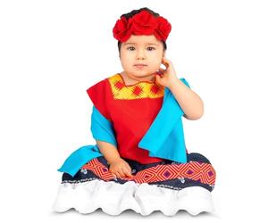 My Other Me - Costume Frida Kahlo Bebé, taglia 12-24 mesi. Include copricapo con rose rosse, scialle blu, maglietta rossa con dettagli e gonna con fiori. Mini pittore irradiando essenza messicana.