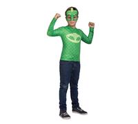 My Other Me - Costume Gekko PJ Masks per bambino verde con maglietta e maschera taglia 3-4 anni. Perfetto per piccole avventure rettiliane a casa