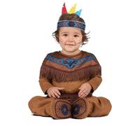 My Other Me - Costume indiano indiano per bambino unisex in marrone con tuta, fascia e scarpine taglia 7-12 mesi. Rendi il tuo piccolo protagonista della prossima avventura.