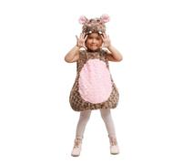 My Other Me - Costume ippopotamo per bambini, unisex, taglia 3-4 anni. Include cappello con occhi neri, naso e due denti e vestito in morbido peluche marrone con pancia e orecchie rosa.