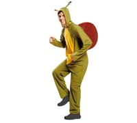 My Other Me - Costume lumaca uomo, taglia M-L. Include tuta verde con cappuccio con occhi tentacoli e zaino rosso conchiglia. Trasforma il tuo look con questo divertente costume!