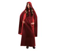 My Other Me - Costume maga donna, taglia M-L. Include abito lungo senza maniche con dettagli in oro e mantello con cappuccio rosso intenso. Scatena la tua magia.