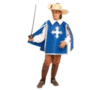 My Other Me - Costume Moschettiere per bambini, 5-6 anni. Include cappello beige con piuma e striscia argentata, camicia bianca, casacca blu con croce, pantaloni e leggings marroni. Coraggio ad ogni
