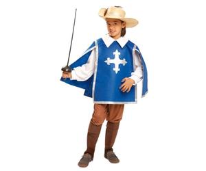 My Other Me - Costume Moschettiere per bambini, 5-6 anni. Include cappello beige con piuma e striscia argentata, camicia bianca, casacca blu con croce, pantaloni e leggings marroni. Coraggio ad ogni