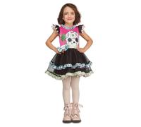 My Other Me - Costume per bambina con teschio vestito nero e rosa con volant e dettagli floreali taglia 10-12 anni. Abbaglia in ogni festa con stile unico
