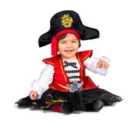 My Other Me - Costume per bambina pirata rosso e nero con vestito e cappello taglia 12-24 mesi. Dolce e cattivo allo stesso tempo, perfetto per la tua prima avventura in mare