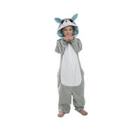 My Other Me - Costume pigiama lupo per bambino con tuta con cappuccio in bianco e grigio unisex taglia 7-9 anni. Perfetto per una serata di film e racconti a casa