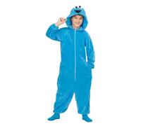 My Other Me - Costume pigiama mostro dei biscotti, unisex, taglia 7-9 anni. Include tuta blu con cappuccio e occhi cuciti a forma di palle.