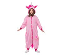 My Other Me - Costume pigiama unicorno per bambini, taglia unica (7-12 anni). Include tuta rosa con cappuccio con corno, orecchie, criniera e occhi, chiusura con bottoni, coda di peluche e stelle.
