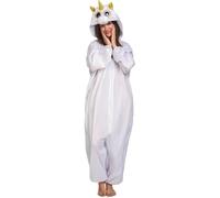 My Other Me - Costume pigiama unisex unicorno bianco con tuta e cappuccio per adulti taglia ML. Entra in un mondo pieno di fantasia e magia con questo affascinante look