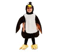 My Other Me - Costume Pinguino Bambino unisex, taglia 5-6 anni. Include cappello con occhi rotondi e becco giallo, abito nero e bianco con ali e copripiedi gialli. Pronto per scivolare.