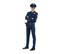 My Other Me - Costume poliziotto uomo, taglia XXL. Include set di pantaloni blu navy e camicia con placca, berretto abbinato con logo e cintura con fondina nera. Sii il custode dell'ordine!