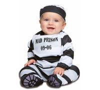 My Other Me - Costume Presidiario Bambino unisex, taglia 7-12 mesi. Include tuta e berretto a righe bianche e nere con il cartello MAD PRISON 09-06", che rappresenta la prigione e il numero del