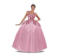 My Other Me - Costume principessa donna, taglia L. Include tiara argentata, abito rosa con corpo in paillettes, scollo a cuore con bordo argento, gonna a petali e sottoveste. Per abbagliare.