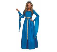 My Other Me - Costume principessa donna, taglia M-L. Include abito lungo blu con maniche lunghe pendenti con bordatura, e fascia argentata con dettagli scintillanti.