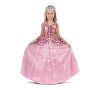 My Other Me - Costume principessa ragazza, taglia 5-6 anni. Include tiara, abito rosa con corpo in paillettes e doppio volant rigido, gonna con mantello in tulle lucido e sottoveste.