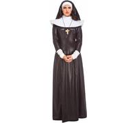 My Other Me - Costume suora donna, taglia M-L. Include tunica nera con polsini, ampio colletto bianco, copricapo bianco e nero e collana con croce dorata. Santità garantita.