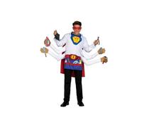 My Other Me - Costume Super Padre da uomo, taglia M-L. Include maschera, camicia a 6 braccia, stampa a maglietta, grembiule con dettagli di prodotti per la casa e cintura e 4 accessori.