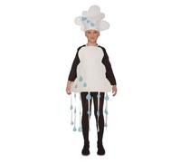 My Other Me - Costume tempesta bambino unisex, taglia 1-2 anni. Include cappello bianco a forma di nuvole, salopette con gocce di pioggia sospese. Perfetto per le giornate di pioggia.
