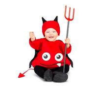 My Other Me - Costume unisex Diablo Bebé, taglia 12-24 mesi. Include cappello con corna nere, tutina rossa con occhi e bocca, mantello nero, coda appuntita e scarpe. Tenerezza impertinente assicurata.