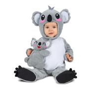 My Other Me - Costume unisex Koala bianco e grigio con cappello, scimmia, peluche koala e scarpette per neonato, taglia 24-36 mesi. Tenerezza selvaggia per le feste più adorabili
