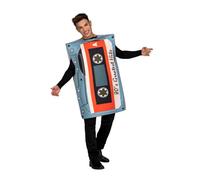 My Other Me - Costume unisex per adulti a cassetta vestito con illustrazioni classiche in grigio e rosso taglia ML. Viaggia nel tempo per gli anni '80 memorabili