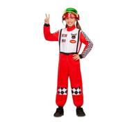 My Other Me - Costume unisex per bambini da pilota da corsa nero e rosso con tuta e casco taglia 3-5 anni. Senti il brivido della pista interagendo con i tuoi amici