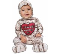 My Other Me - Costume unisex per neonato, in rosso e bianco, con tuta e cappello, taglia 0-6 mesi. Dolcezza avvolta in misteriose bende per i più piccoli in questa stagione
