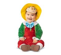 My Other Me - Costume unisex Pinocchio per bambino con cappello, visiera, giacca e salopette in rosso e verde, taglia 7-12 mesi. Perfetto per una festa in costume indimenticabile