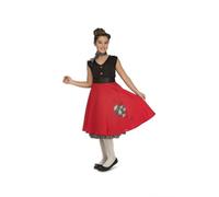 My Other Me - Costume Yeyé ragazza, taglia 7-9 anni. Include abito a due pezzi con gonna rossa, volo interno nero a pois bianchi e camicetta nera senza maniche, fazzoletto e cintura.