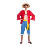 E_0002_S8608347 One Piece Costume per Adulti One Piece Luffy (5 Pezzi) Taglia:S