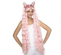 My Other Me - Parrucca a maniche lunghe per donna adulto rosa peso 385 g. Un accessorio audace per ottenere uno stile accattivante alle tue feste a tema