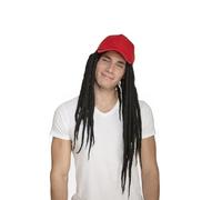 My Other Me - Parrucca da uomo adulto con dreadlocks rosso e nero con cappellino peso 200 g. Un divertente complemento per dare stile a qualsiasi festa a tema
