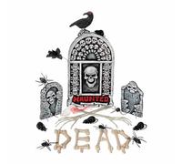 My Other Me - Set cimitero. Dimensioni: 34 x 13 x 56 cm. Include 3 topi, 6 foglie nere, 2 bracci scheletro, 1 teschio, 5 ragni e 1 ragnatela, 4 verande e 1 lapide. Una decorazione tenebrosa