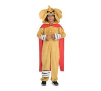 My Other Me - Tuta Mike.Exe, unisex, taglia 3-4 anni. Include tuta beige con cappuccio di leone, mantello rosso, coda e soundbox. Attiva il tuo ruggito più divertente!