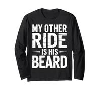 My Other Ride Is His Beard Citazione Divertente Biker Maglia a Manica