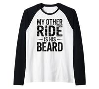 My Other Ride Is His Beard Citazione Divertente Biker Maglia con Maniche Raglan
