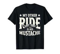 My Other Ride Is His Mustache Divertente Biker e Baffi Amante Maglietta
