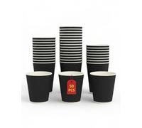 My Packaging Tazze da caffè usa e getta nere ondulate da 350 ml, isolate, a tripla parete, per bevande calde, da asporto, confezione da 50
