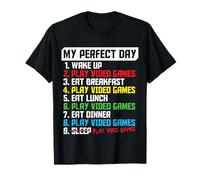 My Perfect Day Divertente Gamer Giocare Videogiochi Uomini Ragazzi Gaming Maglietta