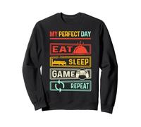 My Perfect Day Eat Sleep Game Repeat Funny Gamers Vintage Felpa