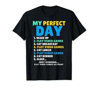 My Perfect Day Gioca ai Videogiochi Funny Gamer Uomini Bambini Ragazzi Maglietta