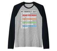 My Perfect Day Read The Bible Study Dio Parola Mamma papà Chiesa Maglia con Maniche Raglan