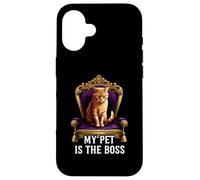 My Pet Is The Boss Funny Regal Cat On Throne Custodia per iPhone 16