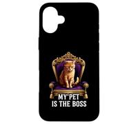My Pet Is The Boss Funny Regal Cat On Throne Custodia per iPhone 16 Plus