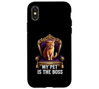 My Pet Is The Boss Funny Regal Cat On Throne Custodia per iPhone X/XS