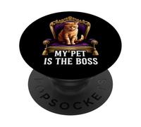 My Pet Is The Boss Funny Regal Cat On Throne PopSockets PopGrip Adesivo