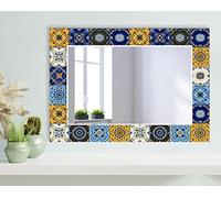 My Photostation.com Specchio da parete con piastrelle a mosaico verticali, 101 x 152 cm, per bagno, decorazione da parete per camera da letto, bagno, specchio in vetro temperato, senza cornice,