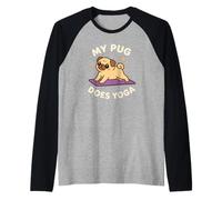 My Pug Does Yoga Carino Cane Tema Art Maglia con Maniche Raglan
